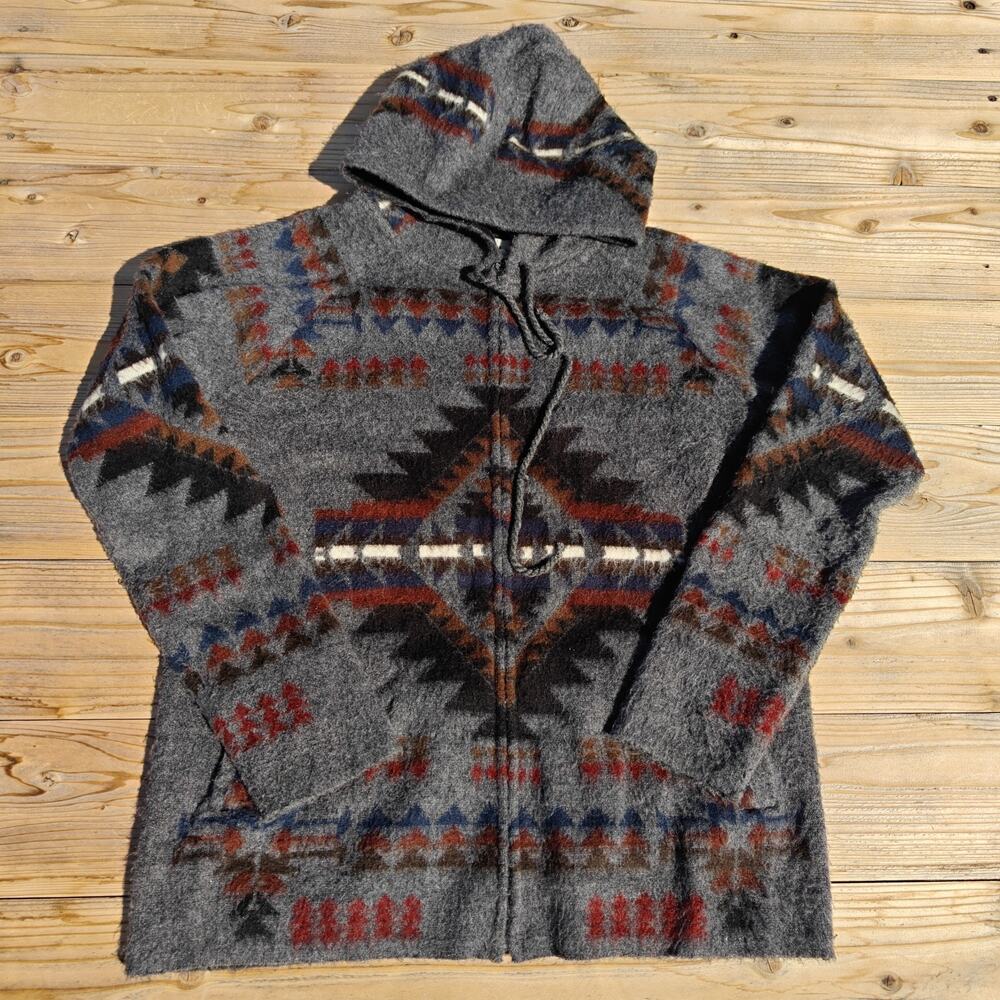 ALY MARKA Women's Cardiga Hoodie Zip Size L Aztec Native Coat